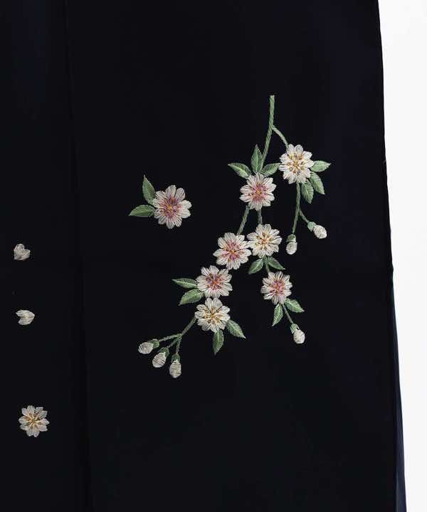 袴(単品)レンタル | 紺色無地 枝付き桜刺繍 Lサイズ
