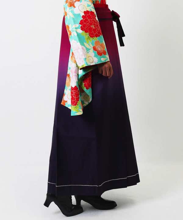 袴(単品)レンタル | 赤紫×濃紫 暈し 裾にビジュー Lサイズ
