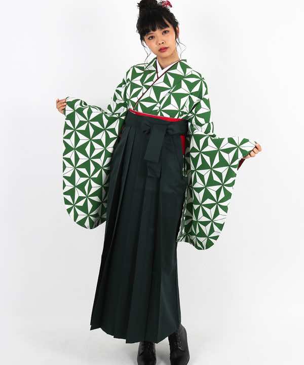 卒業式袴レンタル | アサノハ グリーン 深緑袴