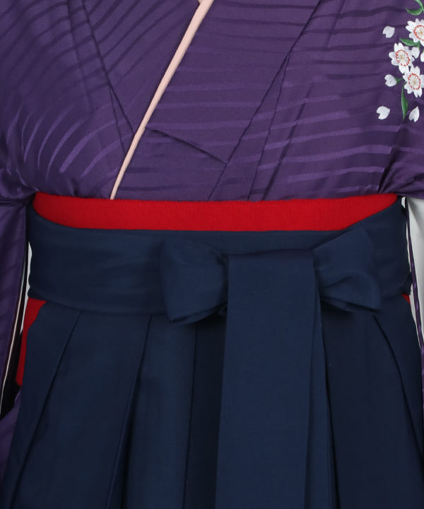 卒業式袴レンタル | 紫地ストライブに桜 紺地桜模様袴