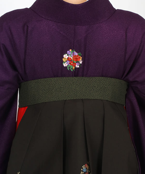 卒業式袴レンタル | 紫地に花丸文 濃抹茶地に花丸文袴