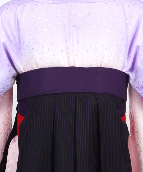 卒業式袴レンタル | 薄紫にピンク暈し 紫地に濃淡ストライプ袴