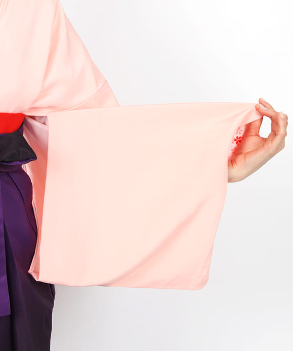 卒業式袴レンタル | 薄ピンク無地 紫濃暈し袴
