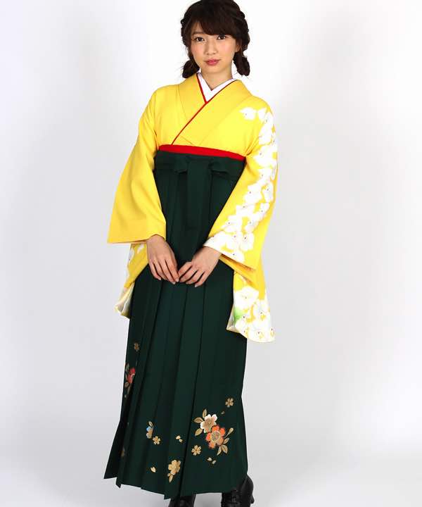 レディース袴　帯　卒業式　緑　黄色