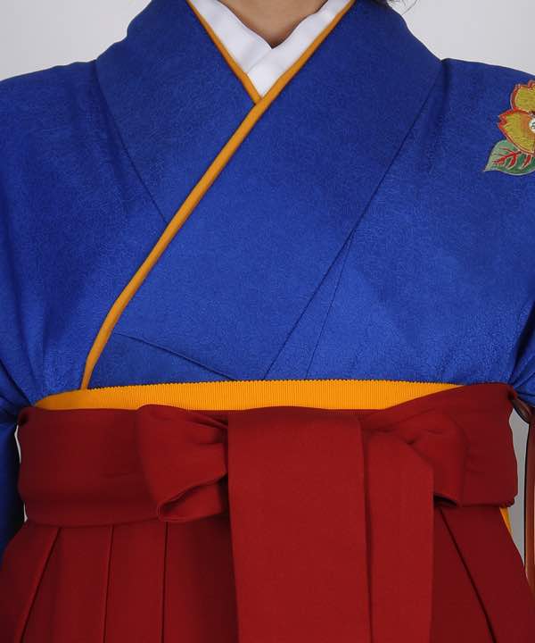 卒業式袴レンタル | 青地に桜と曲線 桜の赤袴