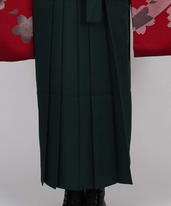 卒業式袴レンタル | 赤地に桜とシルエット 緑袴