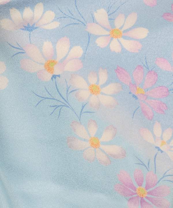 卒業式袴レンタル | 水色地に小花 桜の紫袴