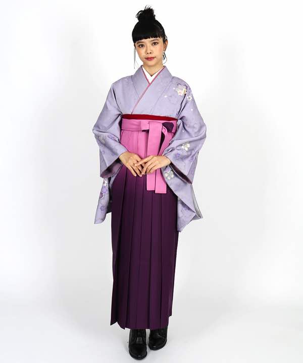 卒業式袴レンタル | 薄紫地に桜 ピンクと赤紫のグラデーション袴 