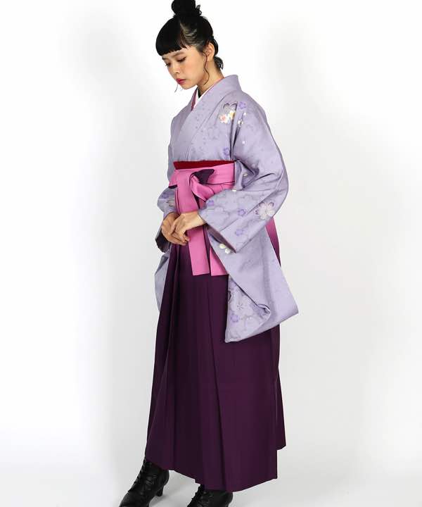 卒業式袴レンタル | 薄紫地に桜 ピンクと赤紫のグラデーション袴