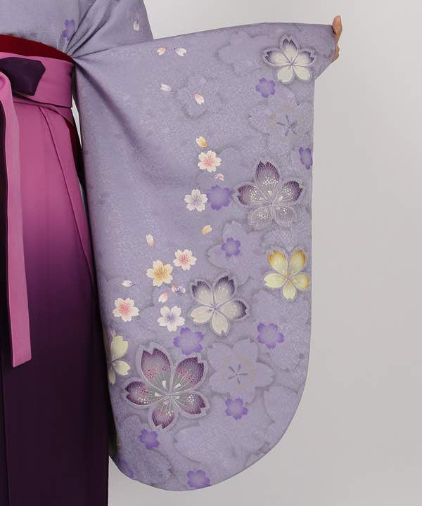 2022年激安 淡い藤色紫グラデーション、桜刺繍Mサイズ。紐裏地にも 