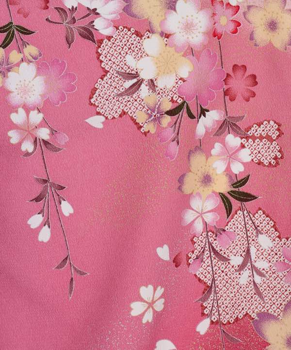 卒業式袴レンタル | ピンク地に暈しと桜 紫袴