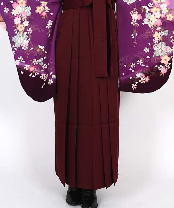 卒業式袴レンタル | 紫地に暈しと桜 臙脂袴