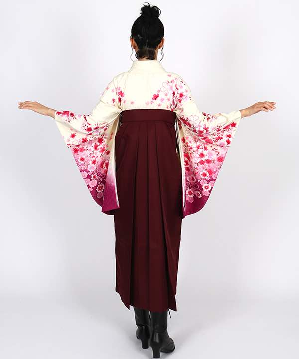 卒業式袴レンタル | 白地に桜の花 臙脂袴