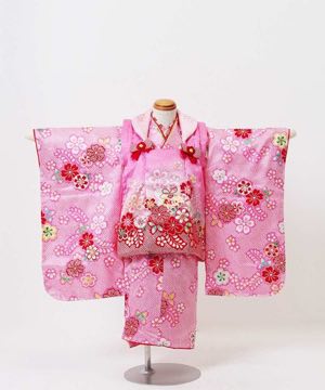 七五三(三歳) | 正絹【kawaiina】かのこ毬に桜 ピンク×ピンク