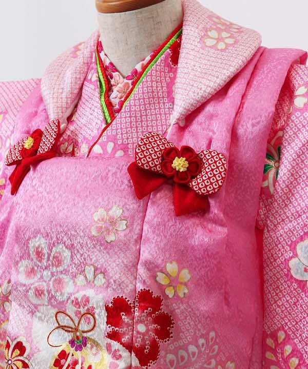七五三(三歳)レンタル | 正絹【kawaiina】かのこ毬に桜 ピンク×ピンク