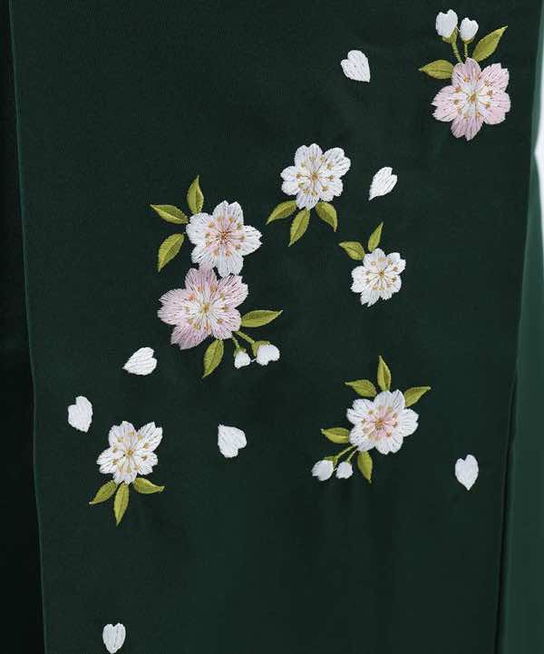 卒業式袴レンタル | 空色地に大輪と鞠 深緑刺繍袴