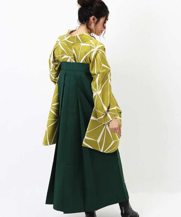 卒業式袴レンタル | 山吹の麻の葉 深緑刺繍袴