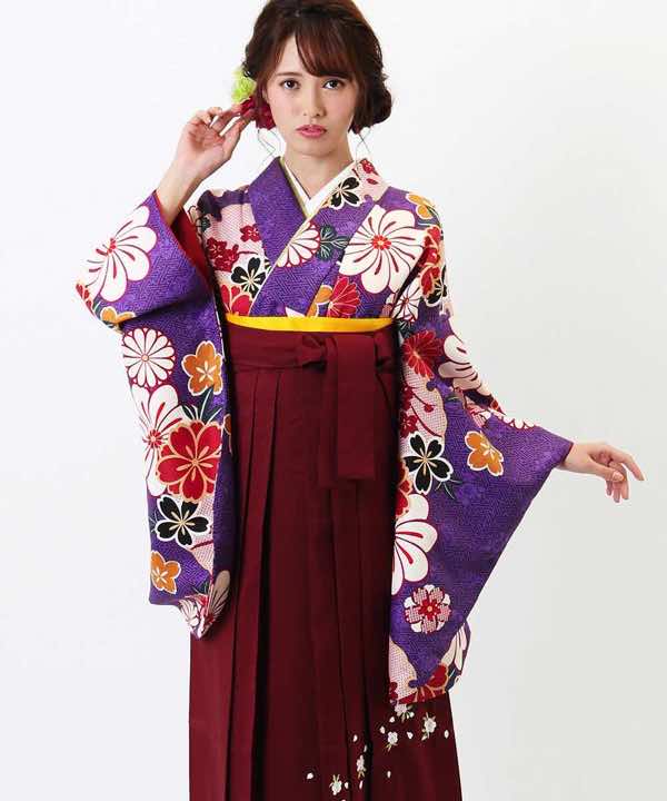 [大特価！！！] 袴 小振袖 着物 紫 刺繍 桜柄刺繍 ㉕