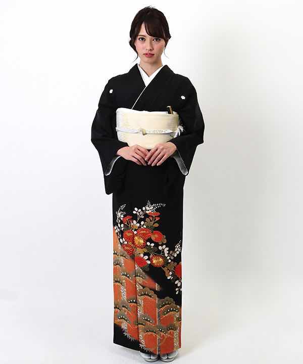 黒留袖レンタル | 夕焼け 菊と松と竹